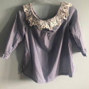 Striped flower lace top